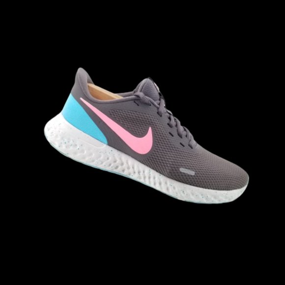 Nike Revolution 5 Shoes Womens 8 Gray Blue Athletic Running Walking Lace Up - Picture 1 of 11